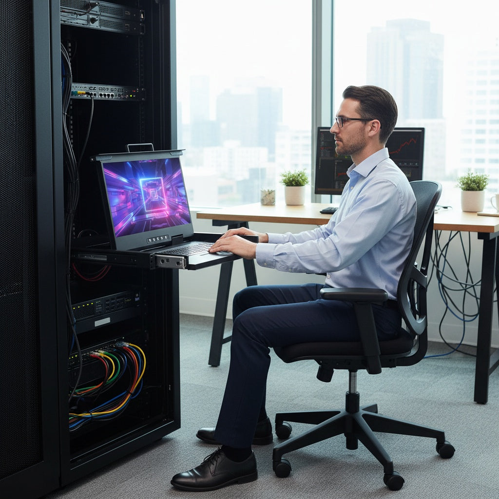 1 Port 17.3inch VGA LED RackMount KVM Switch, Support up to 1920*1080 @60Hz (HL-1701B)