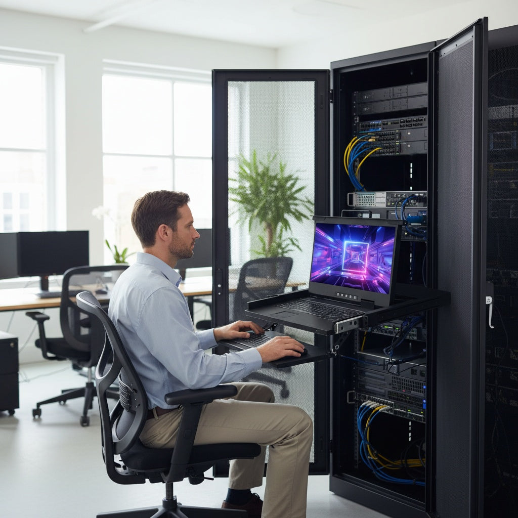 1 Port 17.3inch VGA LED RackMount KVM Switch, Support up to 1920*1080 @60Hz (HL-1701D)