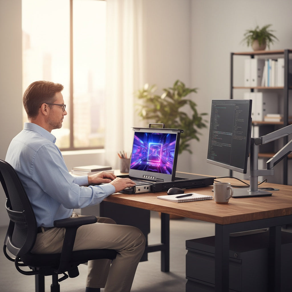 8 Port 17.3” LED VGA RackMount IP KVM, Support Up to 1920*1080 @60Hz (HL-1708BI)