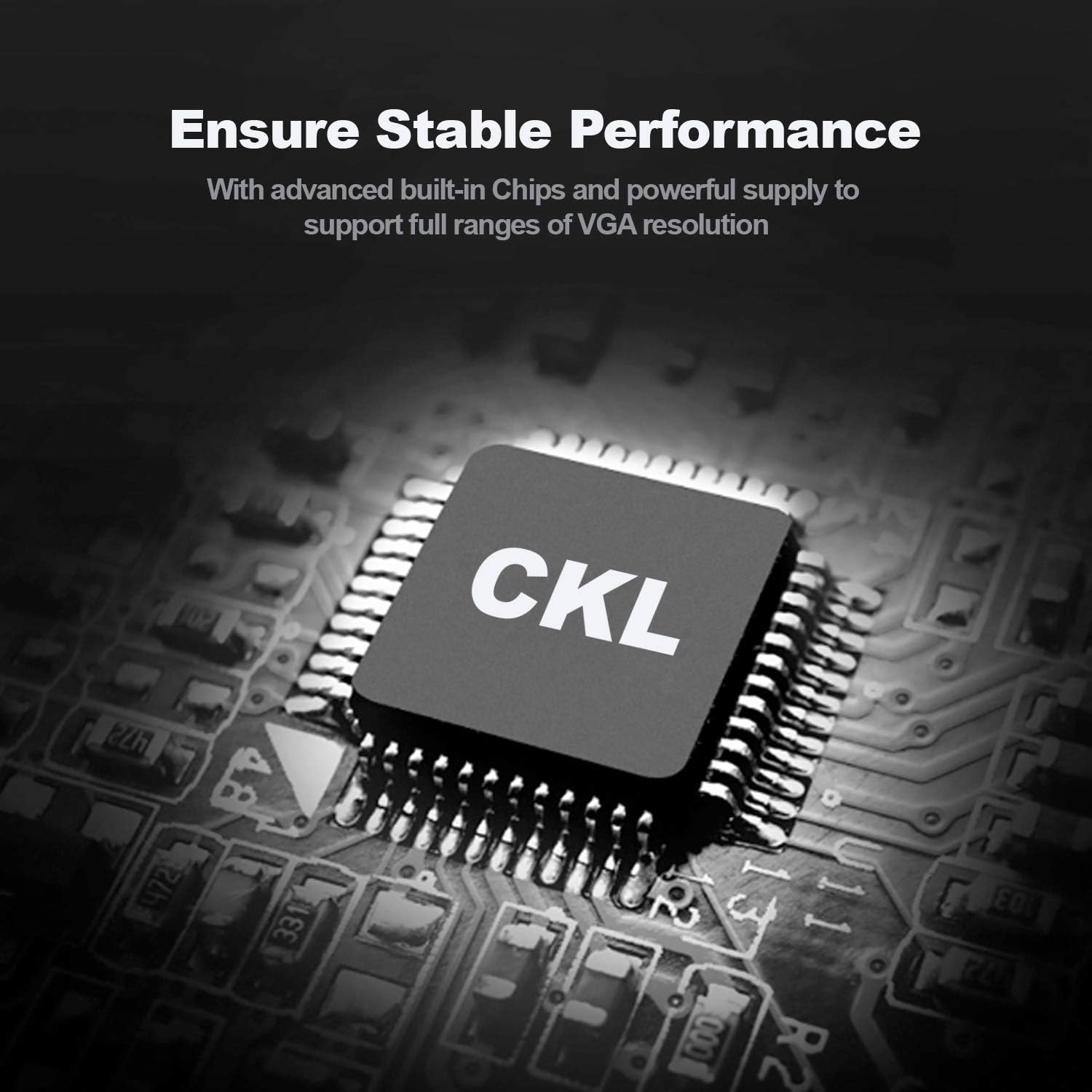 CKL VGA to HDMI Adapter Converter 1080P with 3.5mm Audio Sound and DC 5V Power Supply for PC Laptop Display Computer Mac Projector HDTV CKL KVM Switches