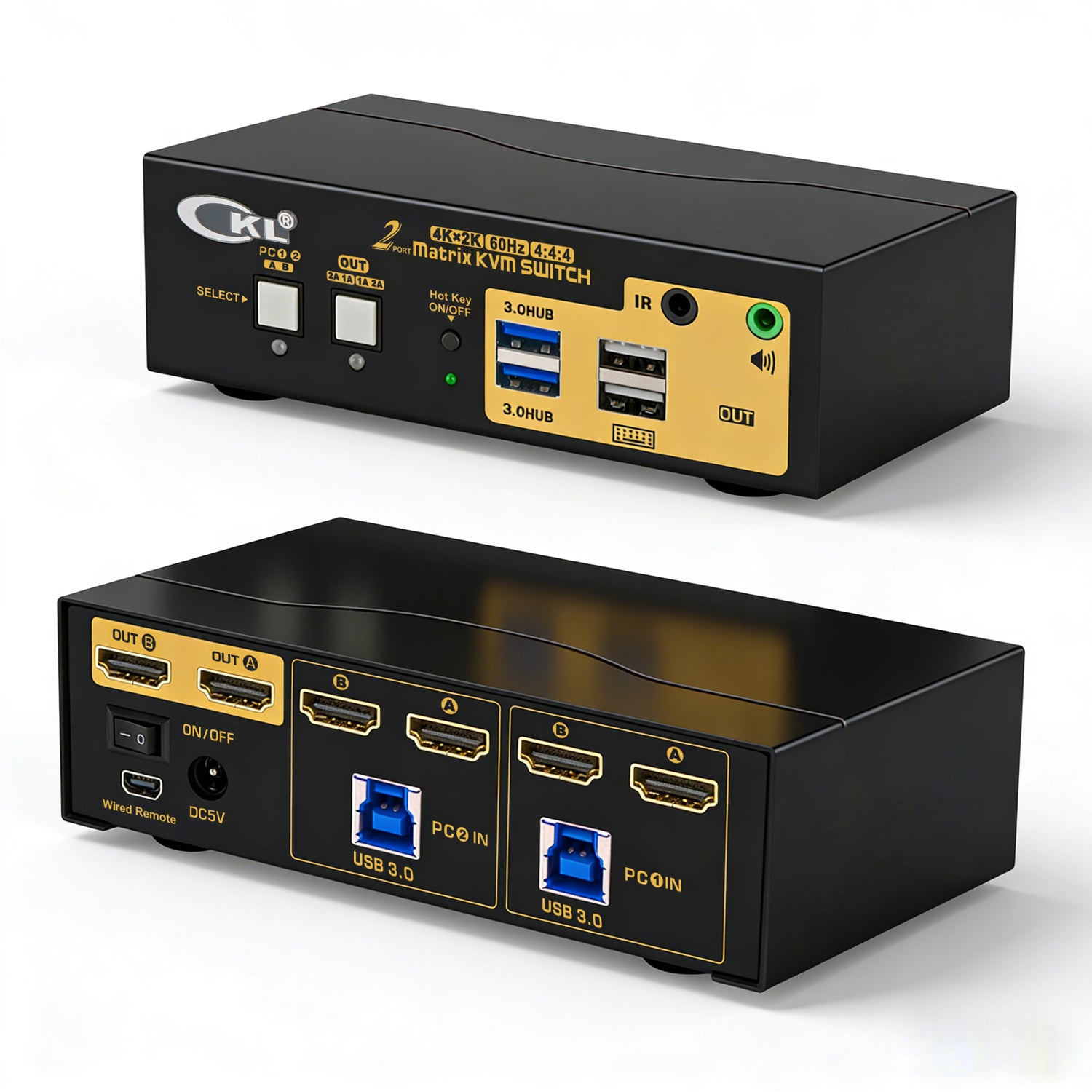 2x2 USB 3.0 Matrix KVM Switch Dual Monitor HDMI 2.0 4K 60Hz CKL-922HUA-M