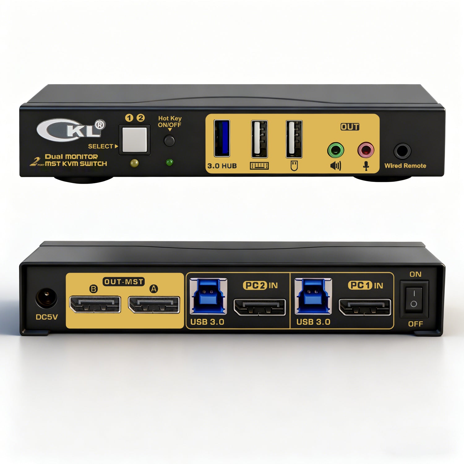 CKL 2 Port KVM Switch Dual Monitor DisplayPort 4K 60Hz for 2 Computers 2 Monitors, 1 DP Input to 2 DP Outputs for Each PC via DP 1.4 MST (622DP-MST)