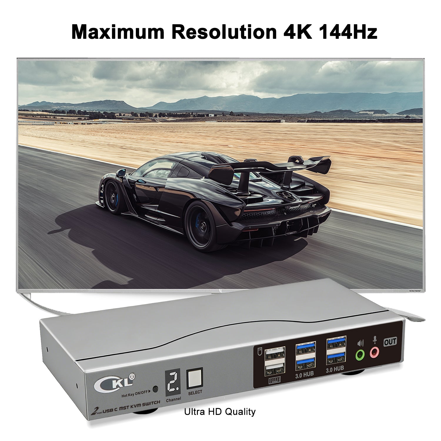 CKL USB C KVM Switch Dual Monitors 4K@60Hz, For 2 USB-C Laptops to Share Keyboard Mouse and 2 Monitors, USB 3.0 Hub & Audio, Compatible Thunderbolt 3/4 USB 4 MST CKL KVM Switches