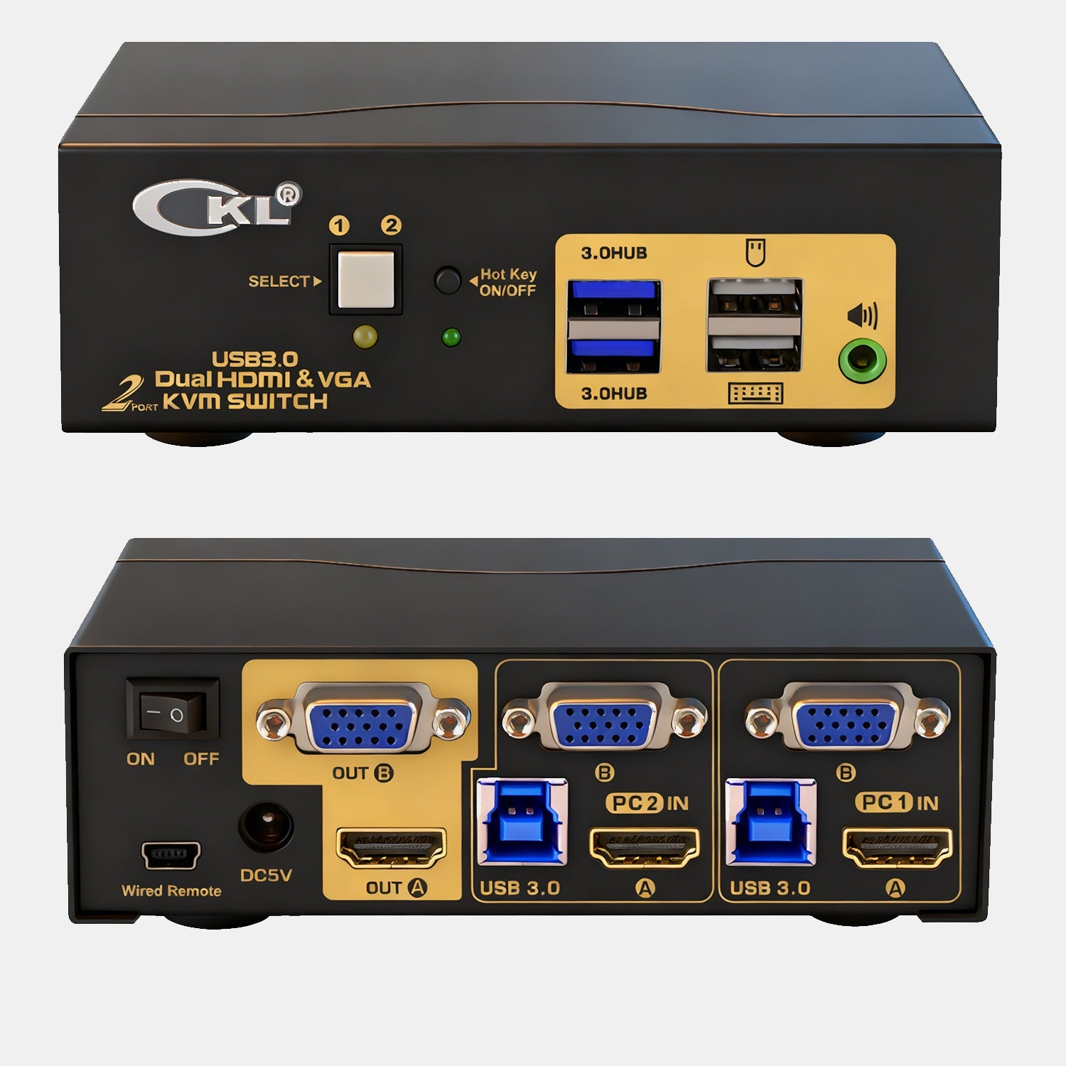 2 Port USB 3.0 HDMI+VGA KVM Switch Dual Monitor 4K@60Hz CKL-922HV-3 (For USA only) CKL