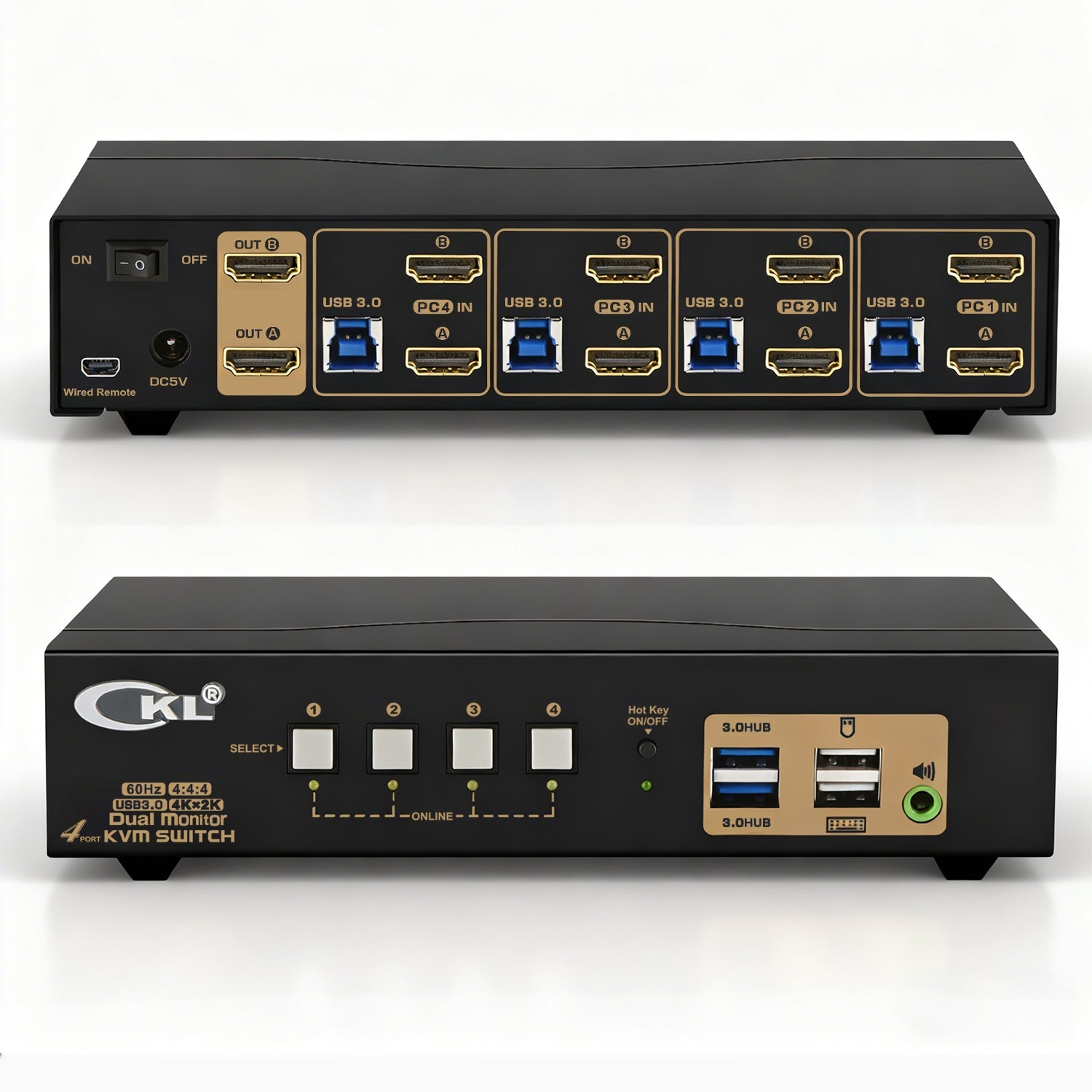 4 Port USB 3.0 HDMI KVM Switch Dual Monitor 4K 60Hz CKL-942HUA-3 CKL