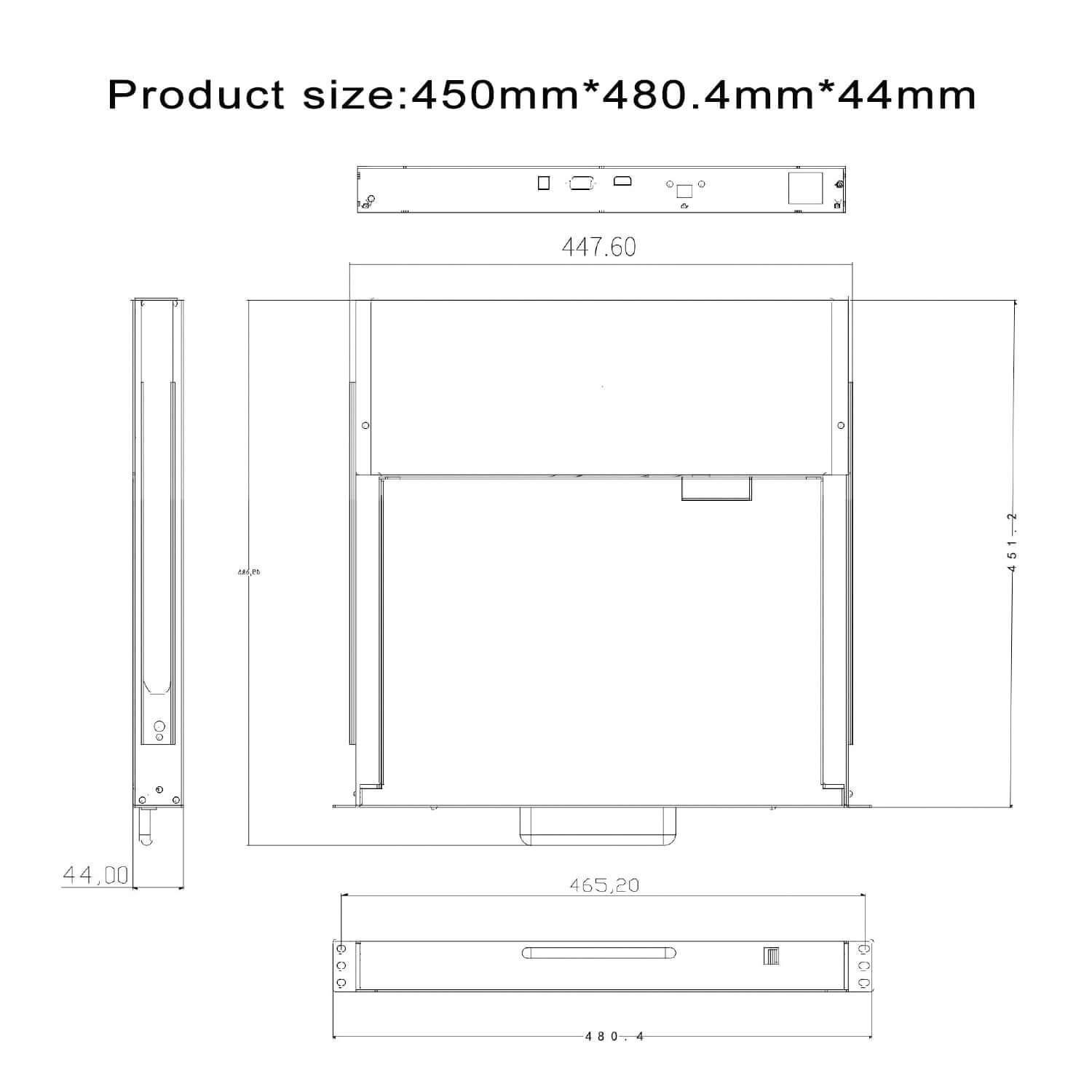 1 Port 17.3inch VGA LED RackMount KVM Switch, Support up to 1920*1080 @60Hz (HL-1701D)