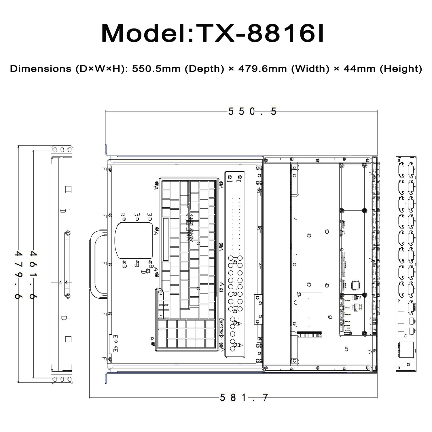 16 Ports 18.5” LED VGA RackMount IP KVM Switch, Support Up to 1920*1080 @60Hz (TX-8816I)