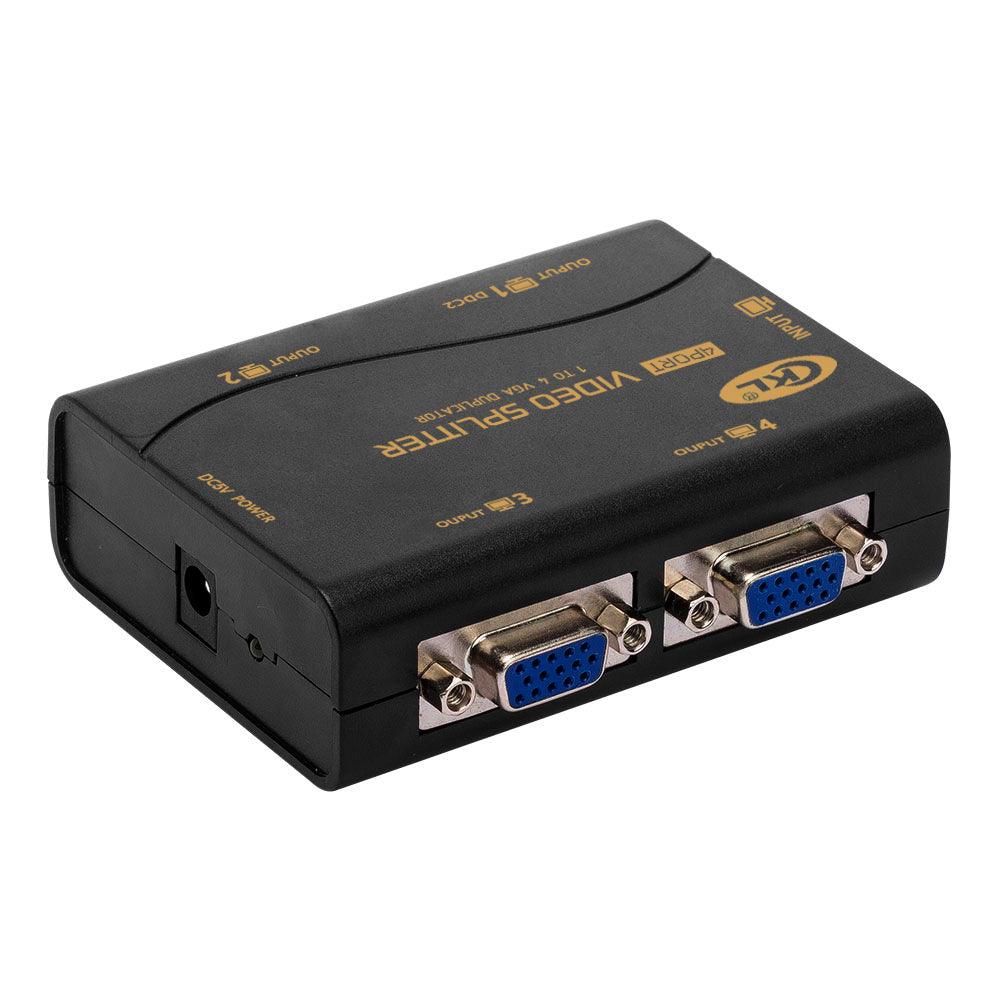 VGA Splitter 4 Port 1 PC to 4 Monitors Video Distributor Amplifier Daisy Chainable USB Powered Supports 250MHz 1920x1400 CKL-1041U - CKL KVM Switches