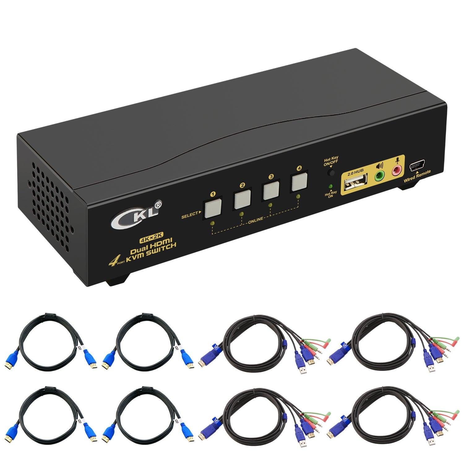 4 Port HDMI KVM Switch Dual Monitor 4K 30Hz CKL-942HUA - CKL KVM Switches