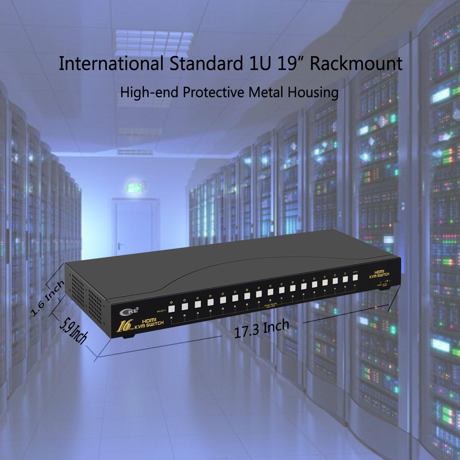 CKL HDMI KVM Switch 16 Port 4K 30Hz with USB 2.0 HUB and Cables 9116H-1 - CKL KVM Switches