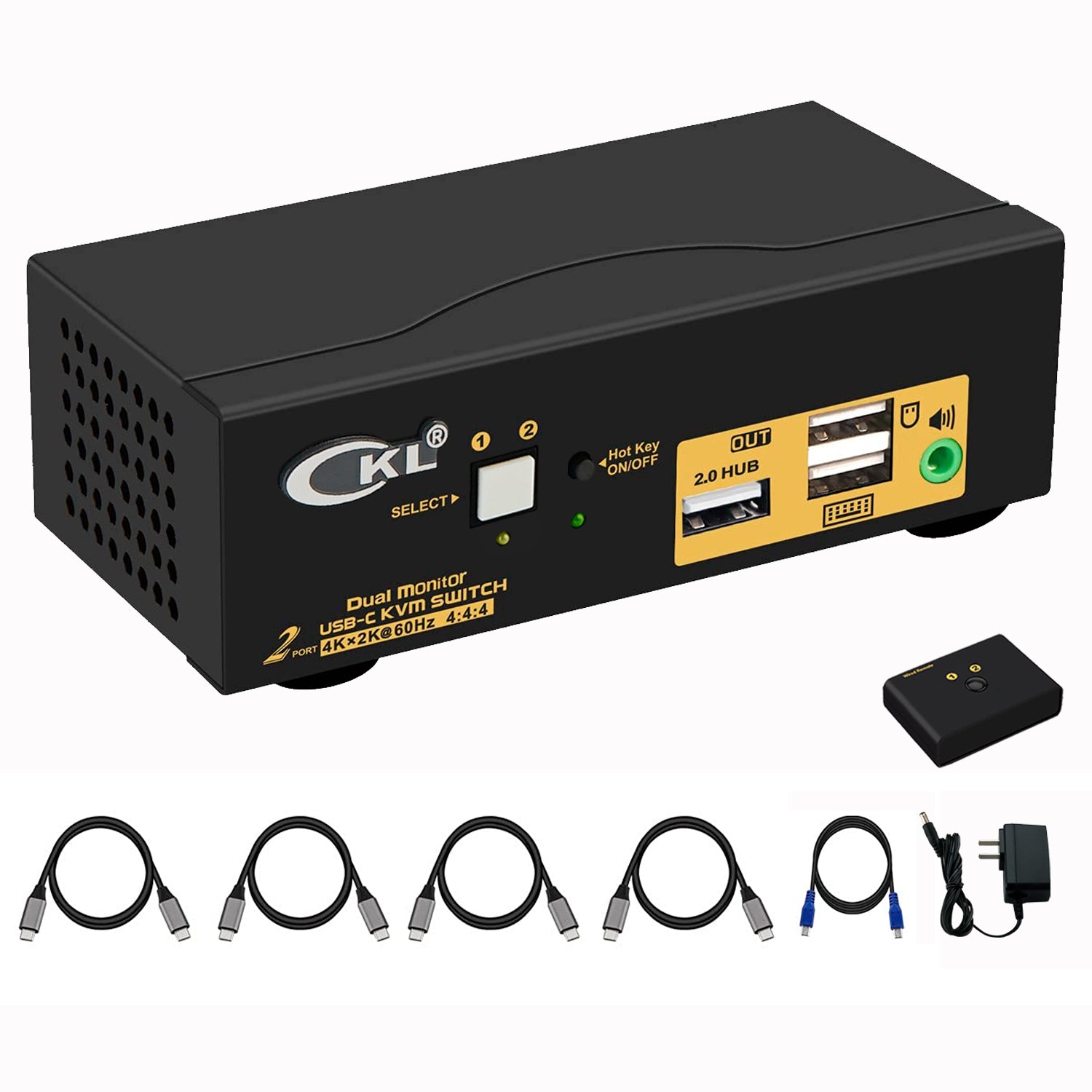 2 Port USB Type C Dual Monitor KVM Switch for 2 Computers 2 monitors 4K 60Hz CKL-622T