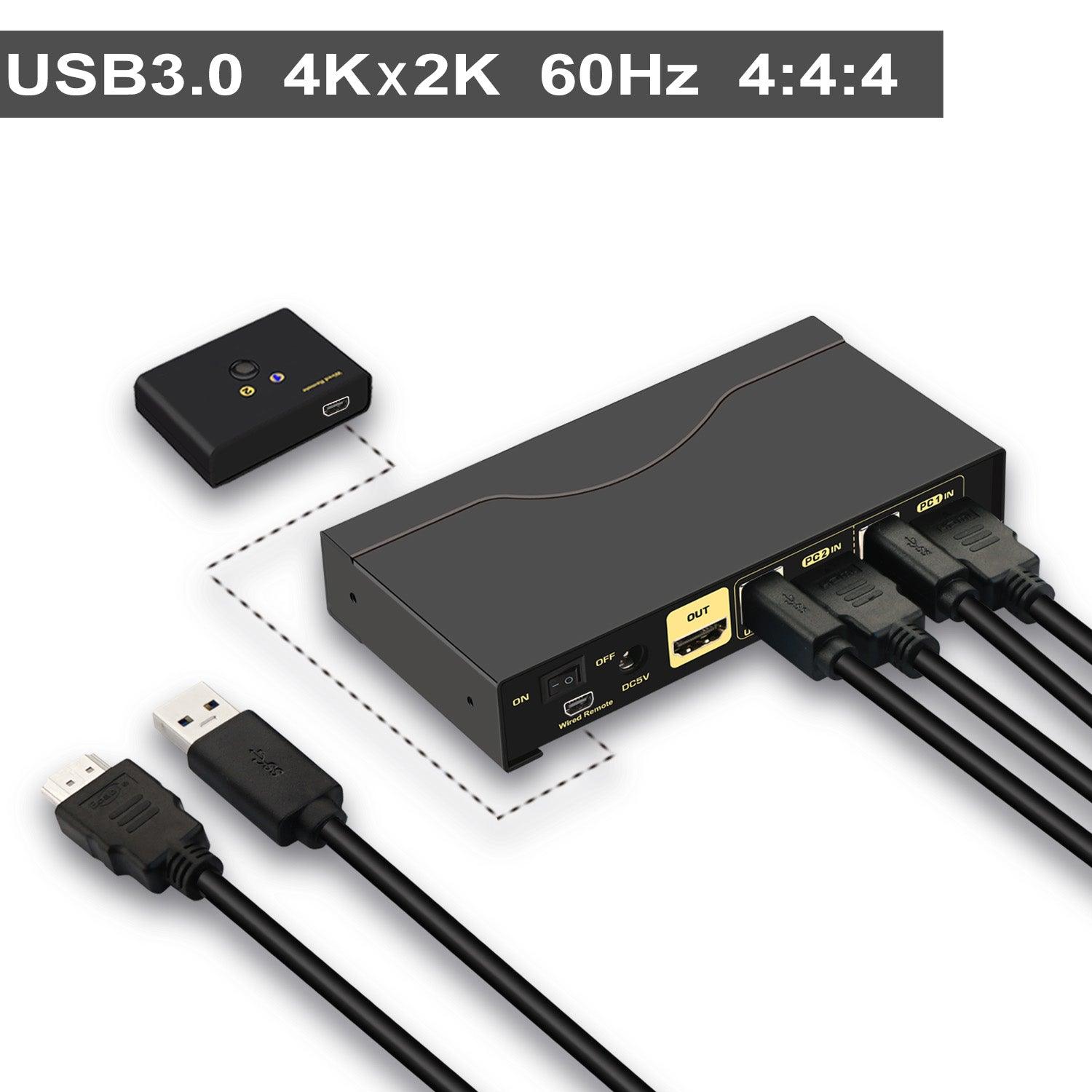 2x1 USB 3.0 KVM Switch Single Monitor HDMI 2.0 4K 60Hz CKL-62HUA-3 - CKL KVM Switches