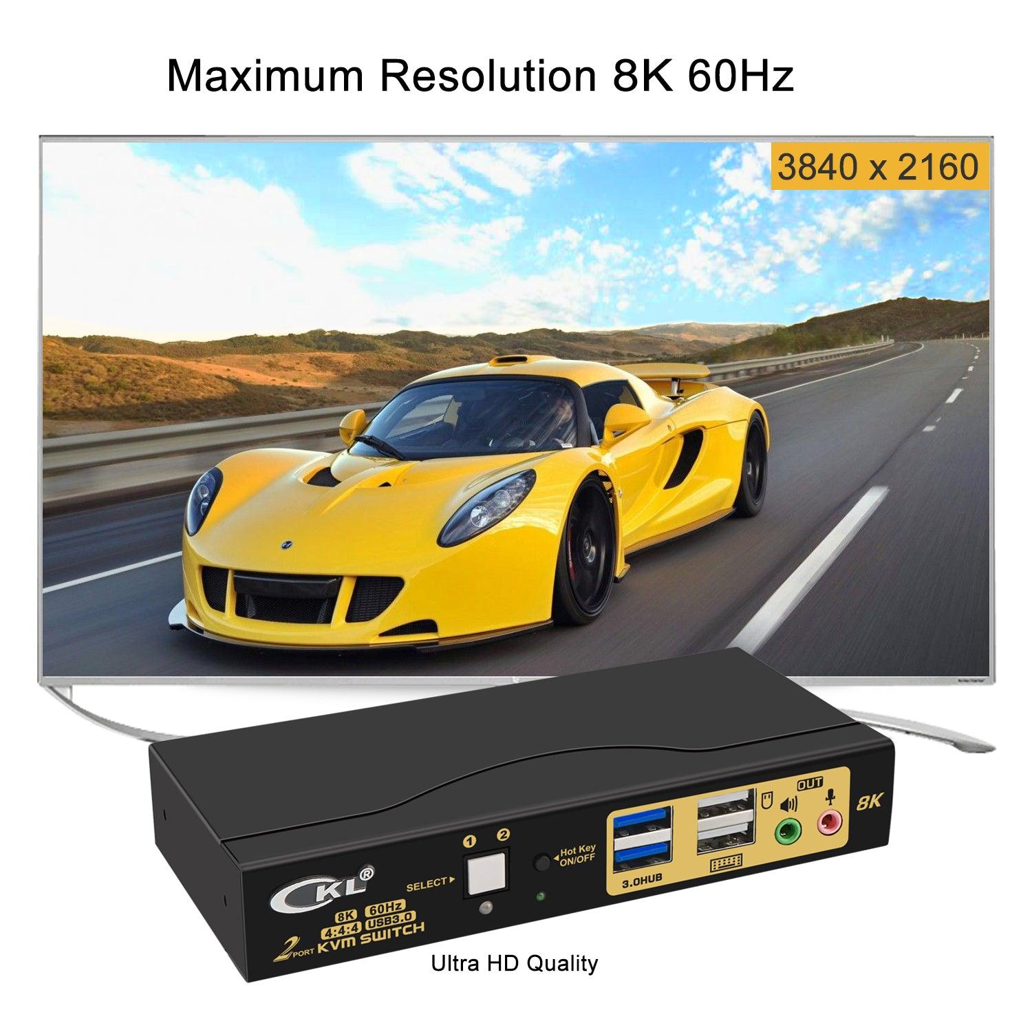 2 Port USB 3.0 KVM Switch Single Monitor HDMI 2.1 8K@60Hz 4K@144Hz for 2 Computers 1 Monitors CKL-62HUA-4 - CKL KVM Switches