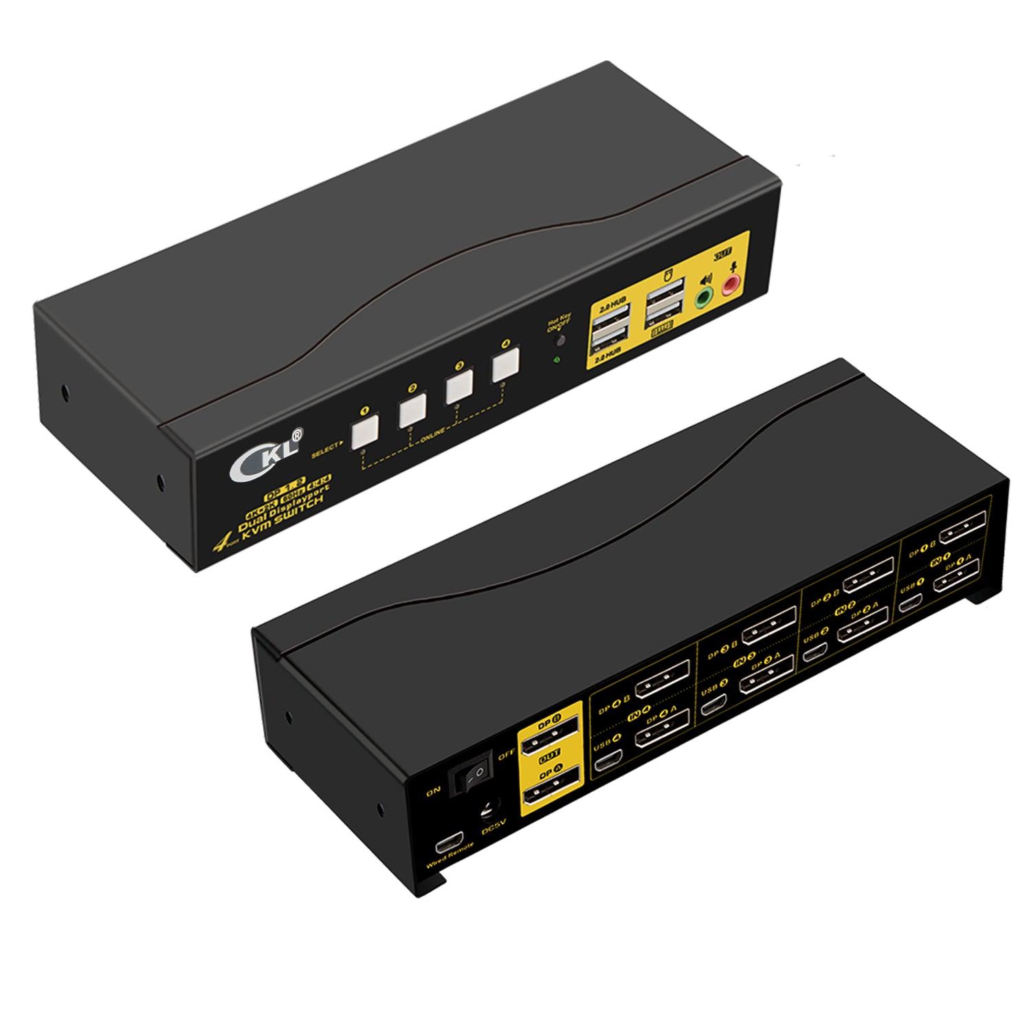 4 Port KVM Switch Dual Monitor DisplayPort 4K 60Hz CKL-642DP - CKL KVM Switches