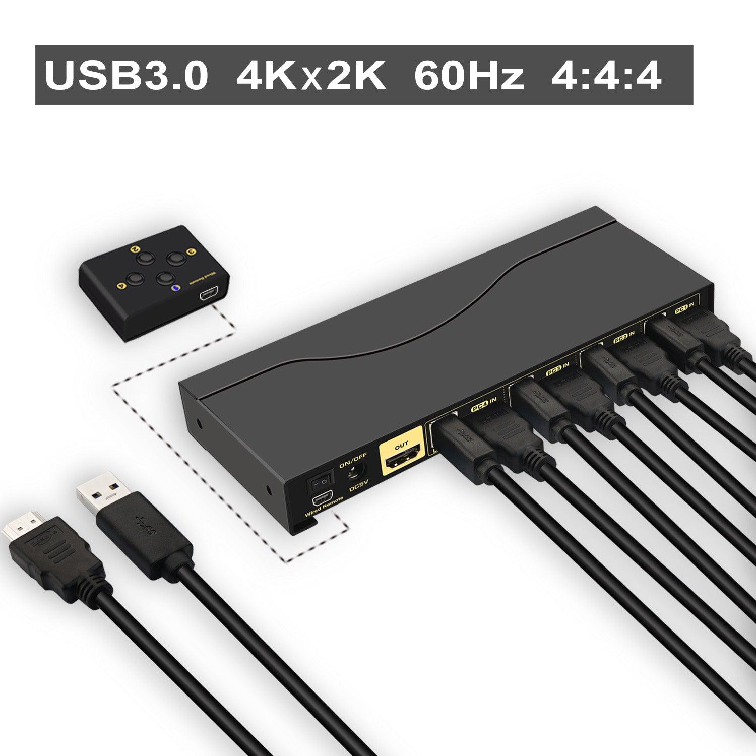 4x1 USB 3.0 KVM Switch Single Monitor HDMI 2.0 4K 60Hz CKL-64HUA-3 - CKL KVM Switches