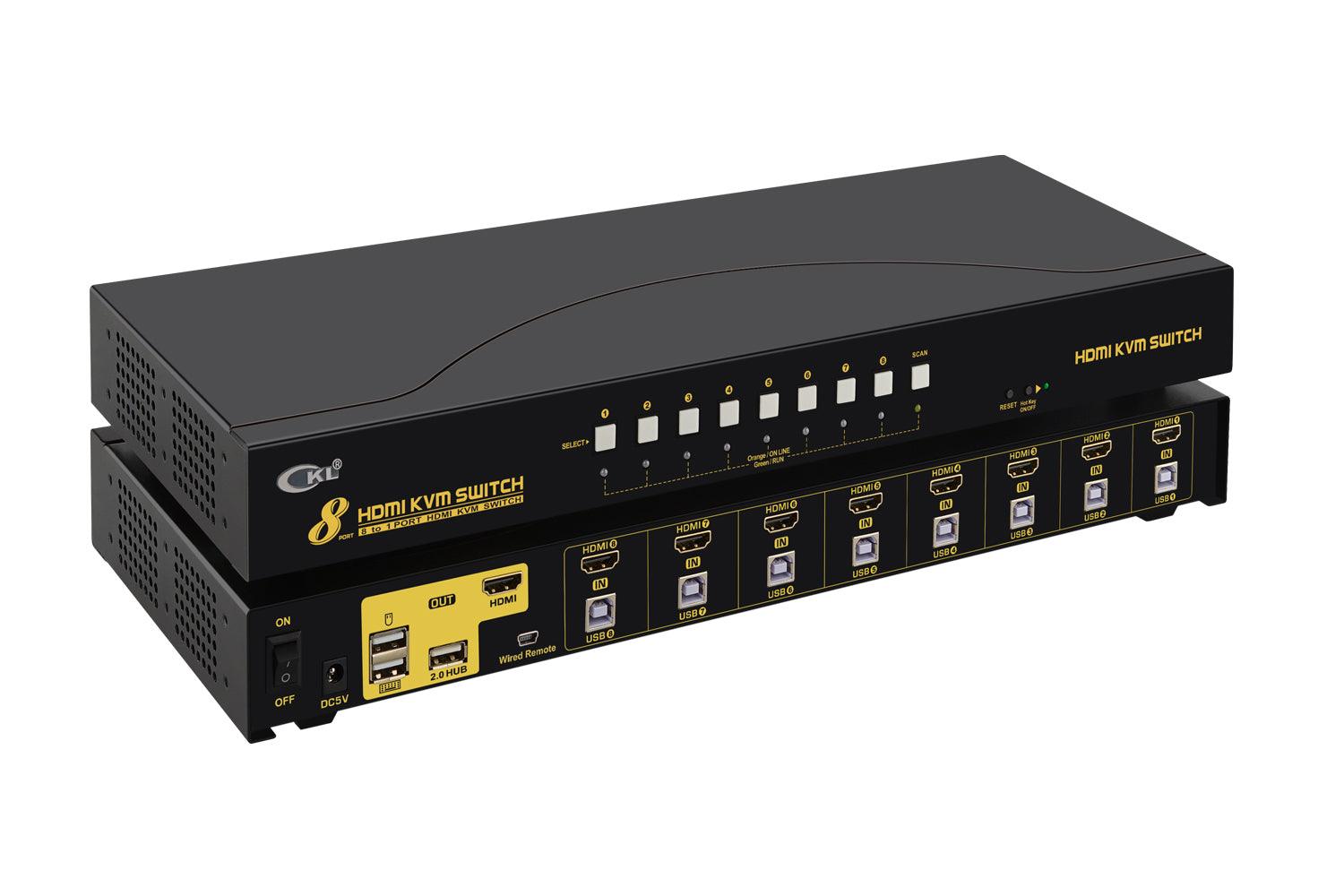 CKL HDMI KVM Switch 8 Port 4K 30Hz with USB 2.0 HUB and Cables 9138H-1 - CKL KVM Switches
