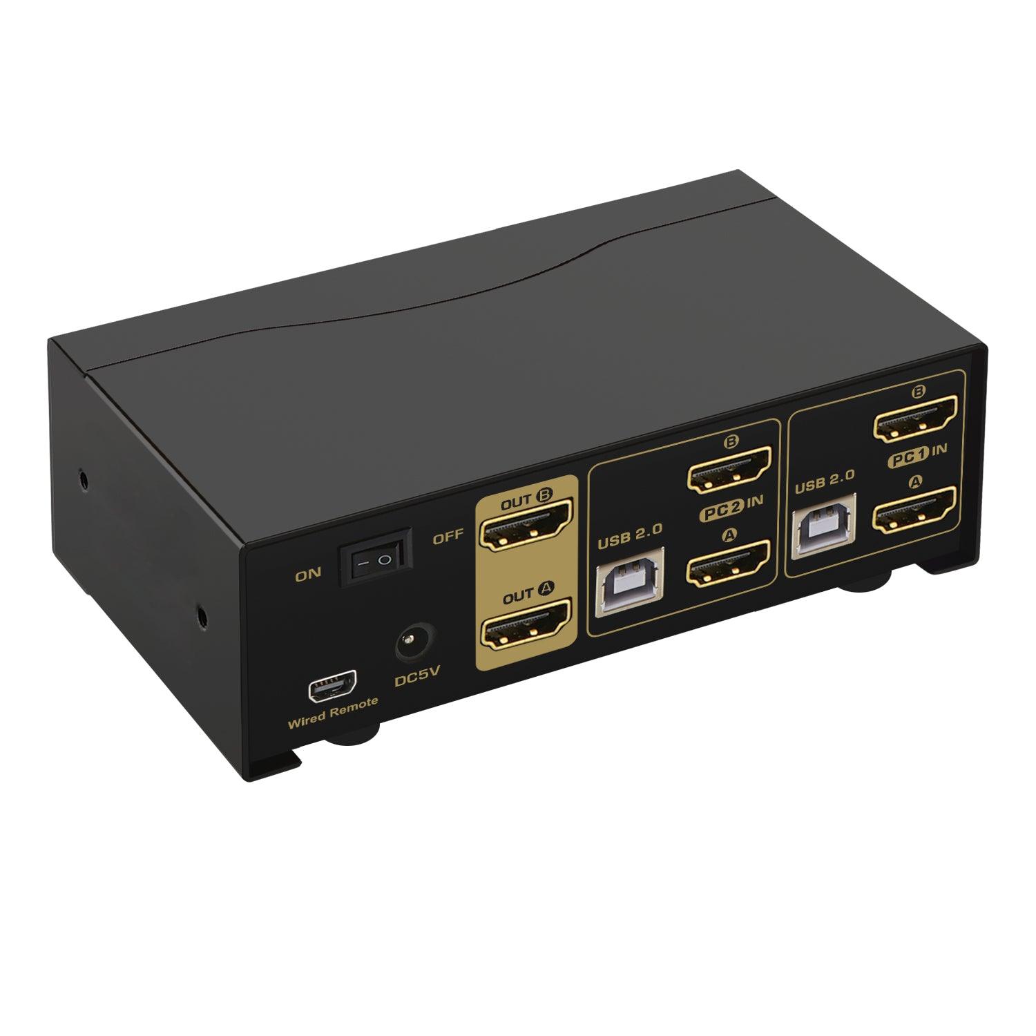 2x2 KVM Switch Dual Monitor HDMI 2.0 4K 60Hz (Cost Saving Option) CKL-922HUA-1A - CKL KVM Switches