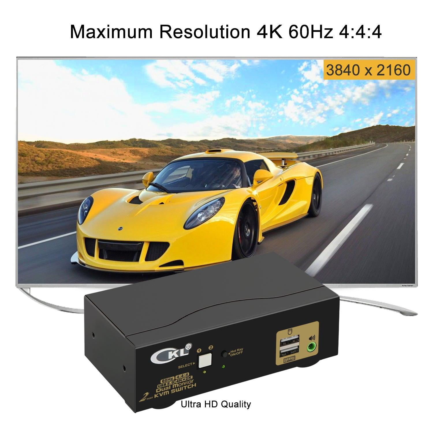 2x2 KVM Switch Dual Monitor HDMI 2.0 4K 60Hz (Cost Saving Option) CKL-922HUA-1A - CKL KVM Switches