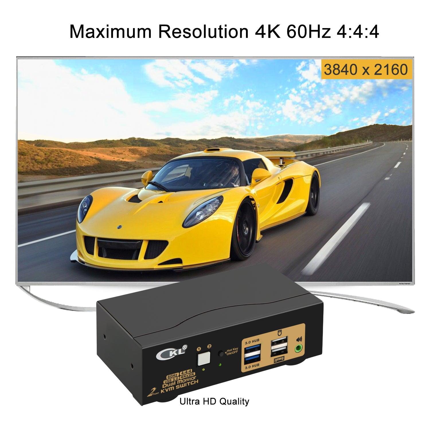 2 Port USB 3.0 HDMI KVM Switch Dual Monitor 4K 60Hz CKL-922HUA-3 - CKL KVM Switches