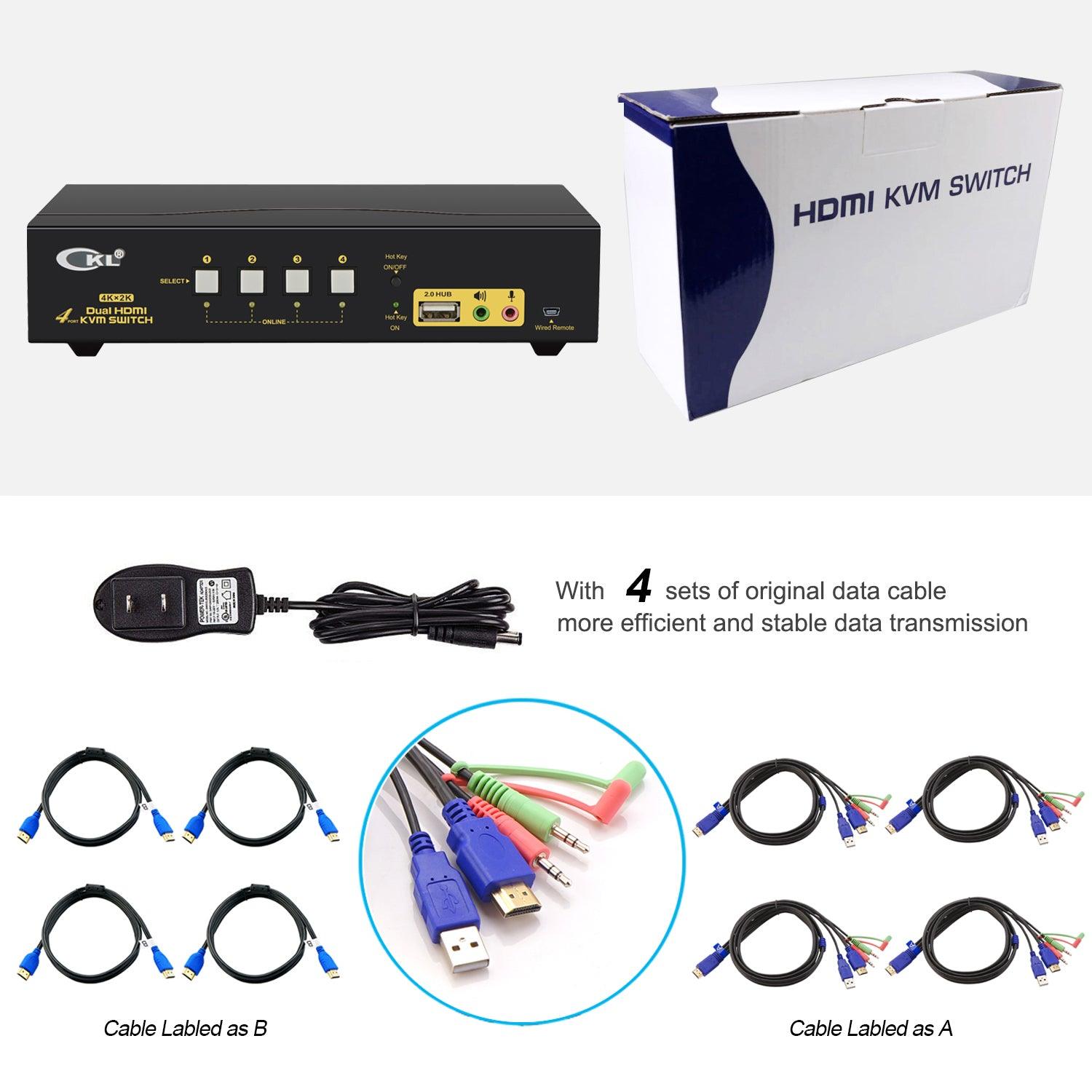 4 Port HDMI KVM Switch Dual Monitor 4K 30Hz CKL-942HUA - CKL KVM Switches