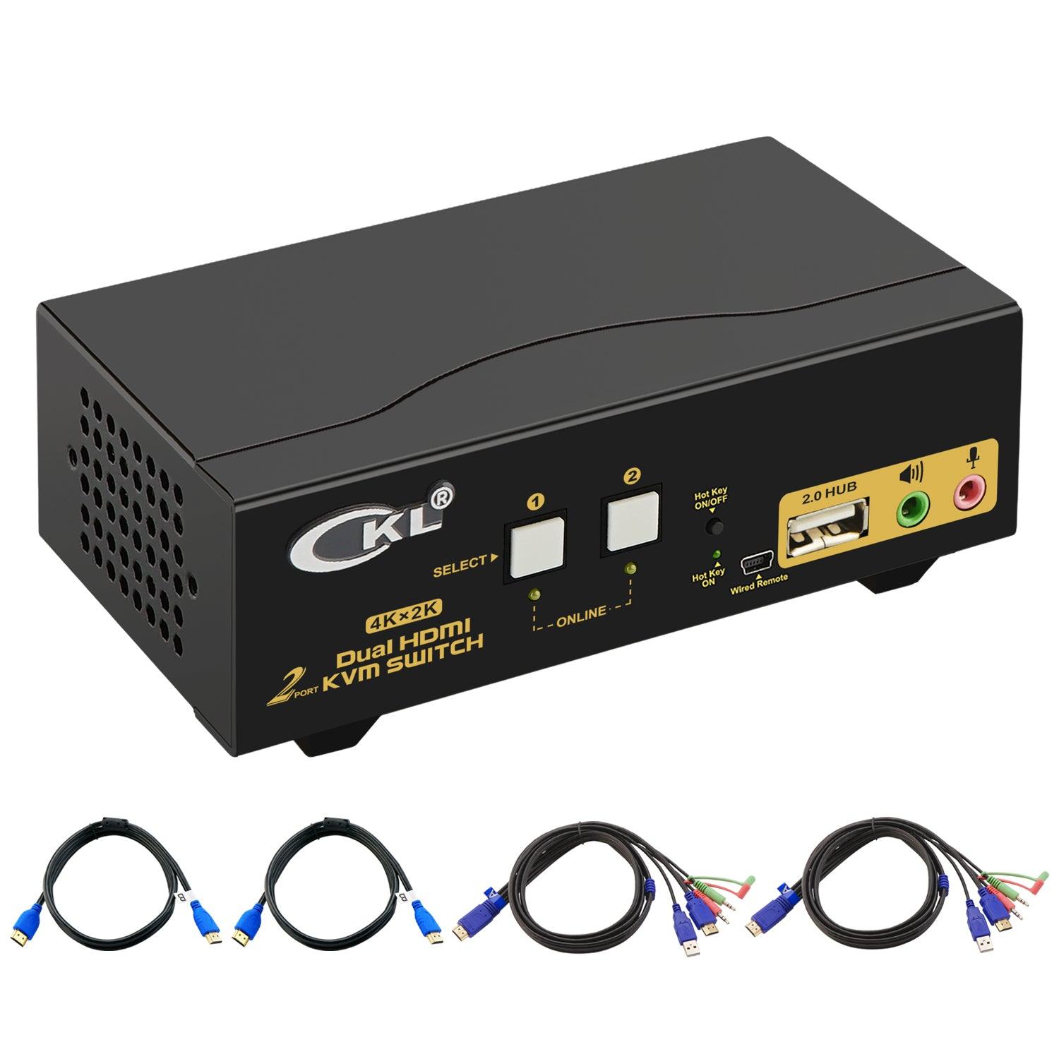 2 Port HDMI KVM Switch Dual Monitor 4K 30Hz CKL-922HUA - CKL KVM Switches