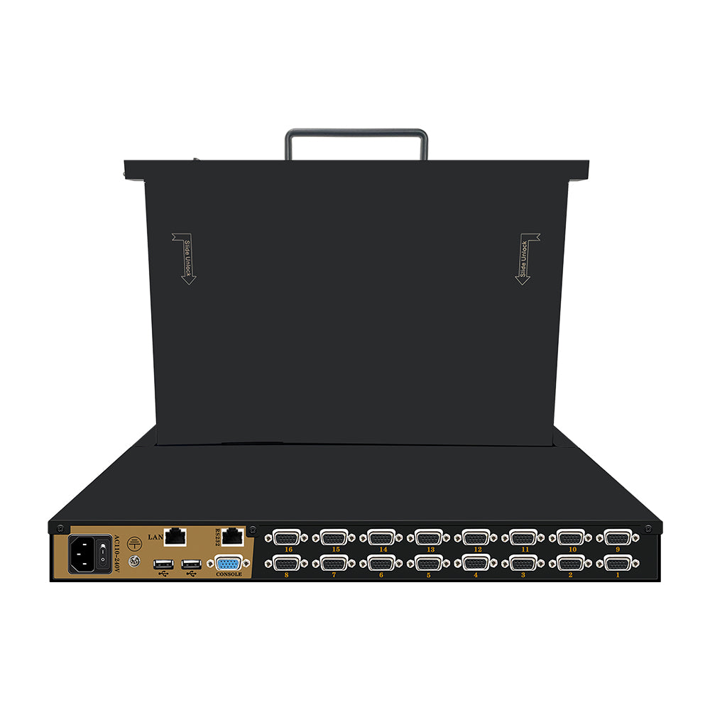 16 Ports 18.5” LED VGA RackMount IP KVM Switch, Support Up to 1920*1080 @60Hz ( HL-1716BI)