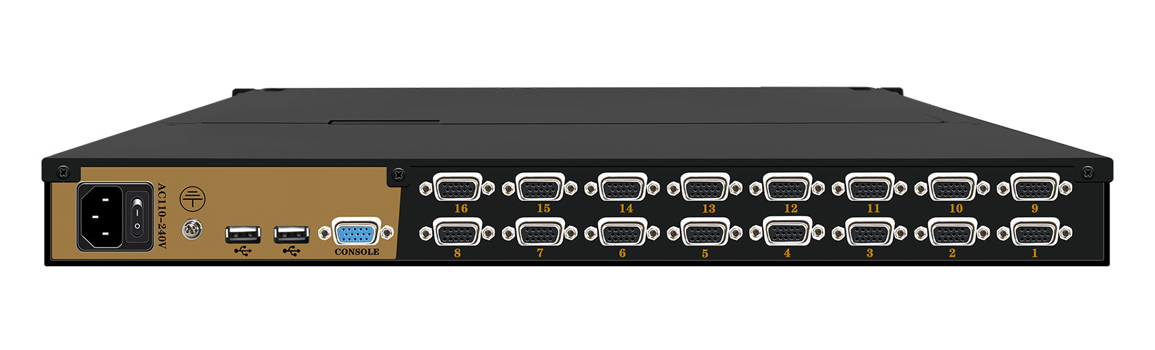 16 Ports 17.3” LED VGA RackMount KVM, Support Up to 1920*1080 @60Hz (HL-1716B)