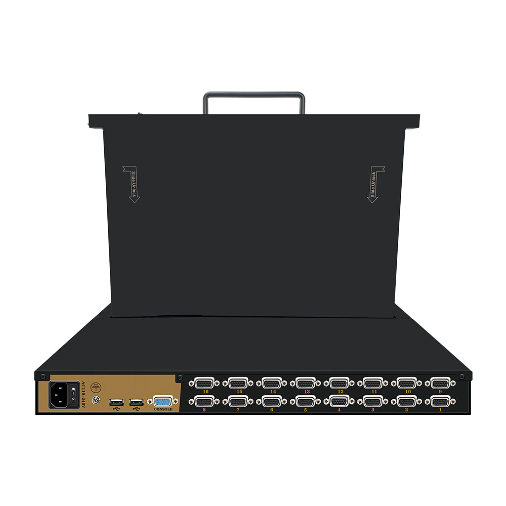 16 Ports 17.3” LED VGA RackMount KVM, Support Up to 1920*1080 @60Hz (HL-1716D)