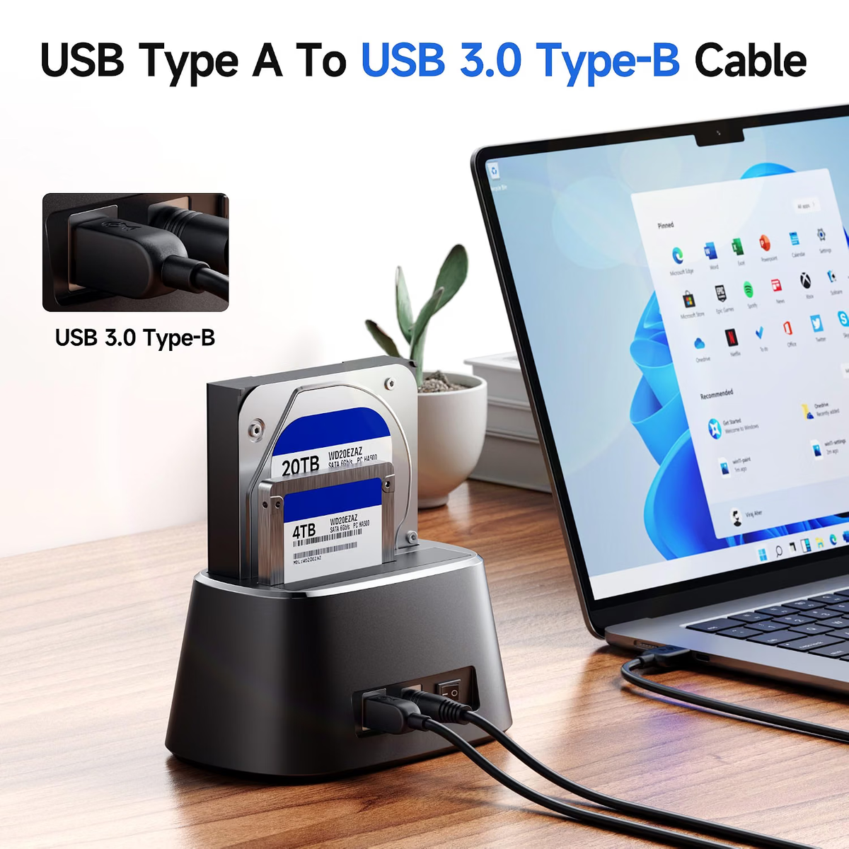 5Gbps USB 3.0 Cable, USB A to B Cable, 6ft, Black