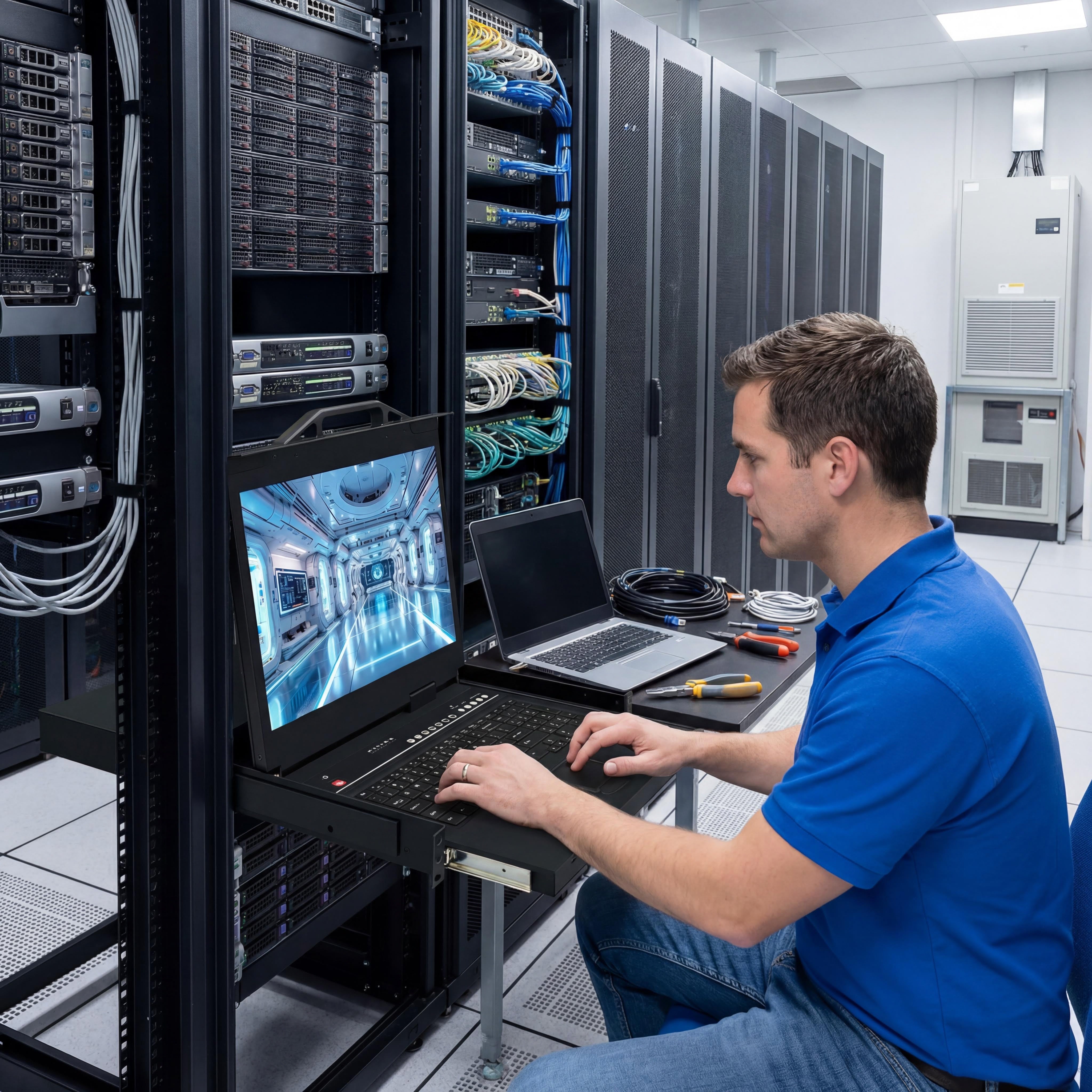 8 Port 18.5” LED VGA RackMount KVM Switch, Support Up to 1920*1080 @60Hz (TX-8808U)