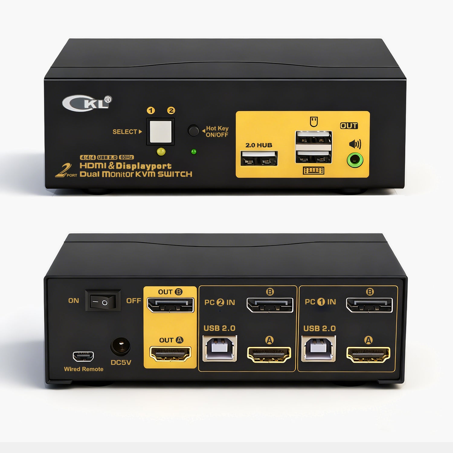 2 Port HDMI + DisplayPort KVM Switch Dual Monitor 4K 60Hz CKL-622DH