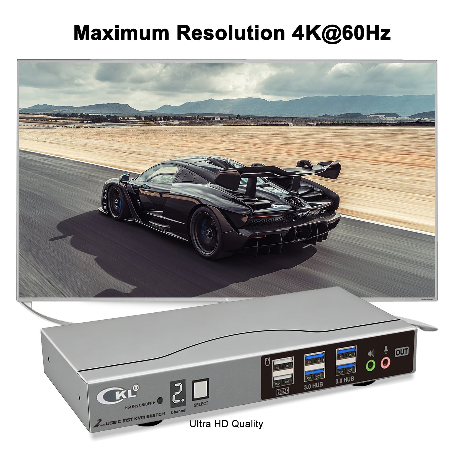 CKL USB C KVM Switch Dual Monitors 4K@60Hz, For 2 USB-C Laptops to Share Keyboard Mouse and 2 Monitors, USB 3.0 Hub & Audio, Compatible Thunderbolt 3/4 USB 4 MST CKL KVM Switches