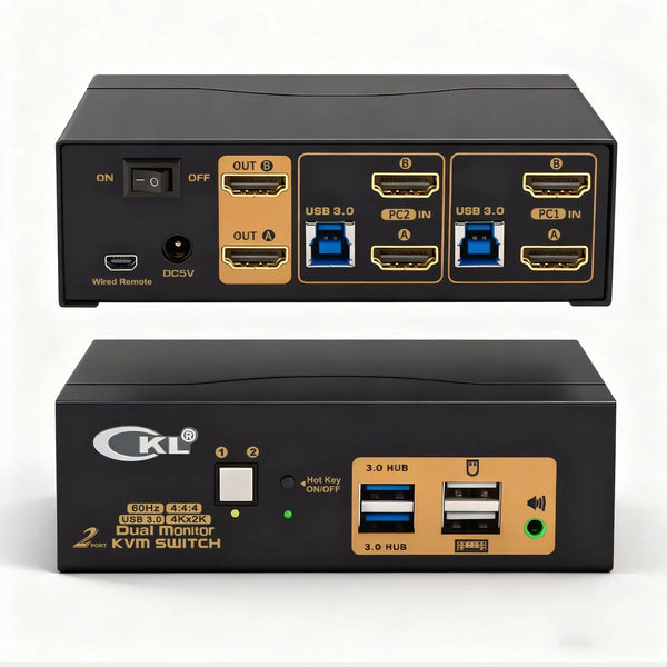 2 Port USB 3.0 HDMI KVM Switch Dual Monitor 4K 60Hz CKL-922HUA-3 CKL