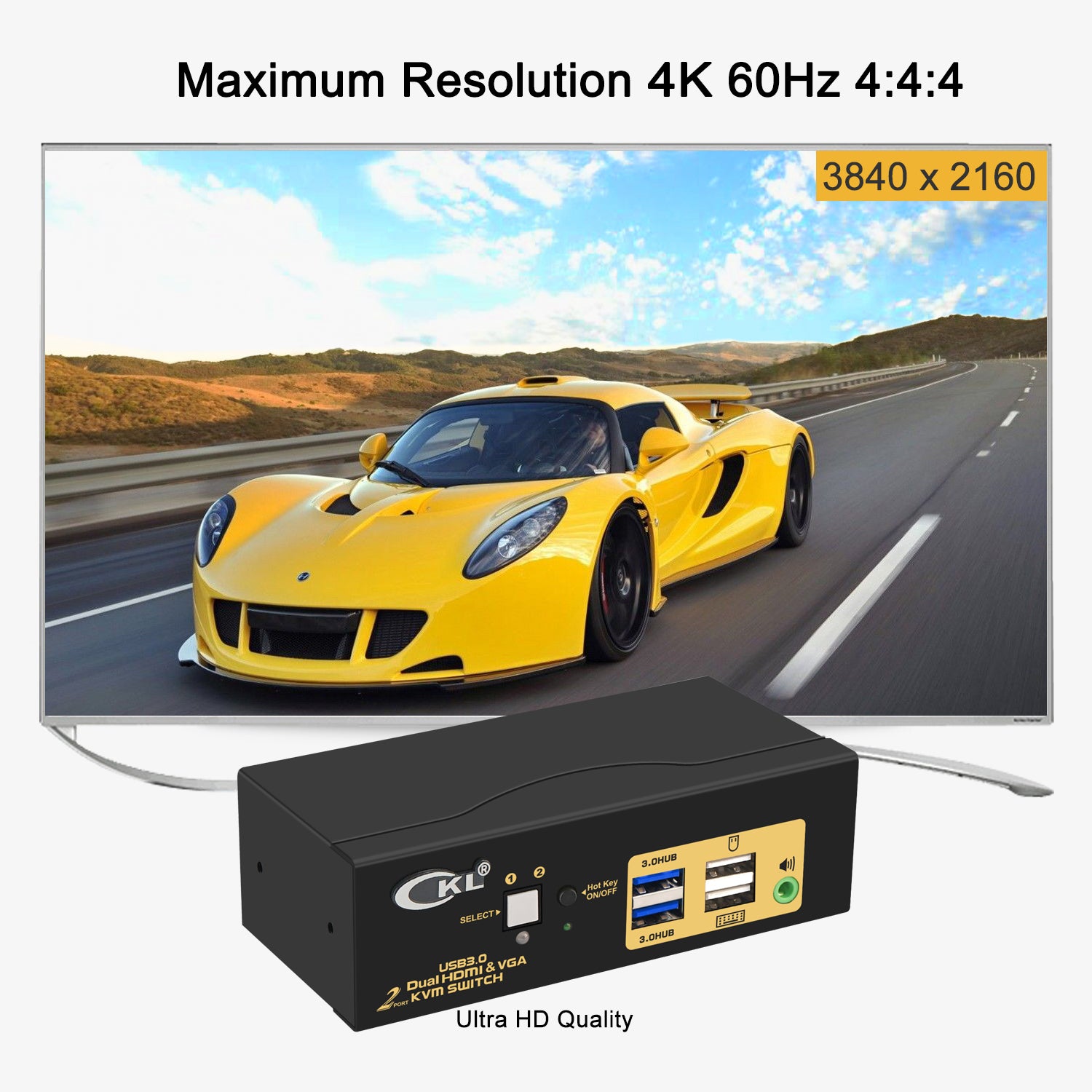 2 Port USB 3.0 HDMI+VGA KVM Switch Dual Monitor 4K@60Hz CKL-922HV-3 (For USA only)