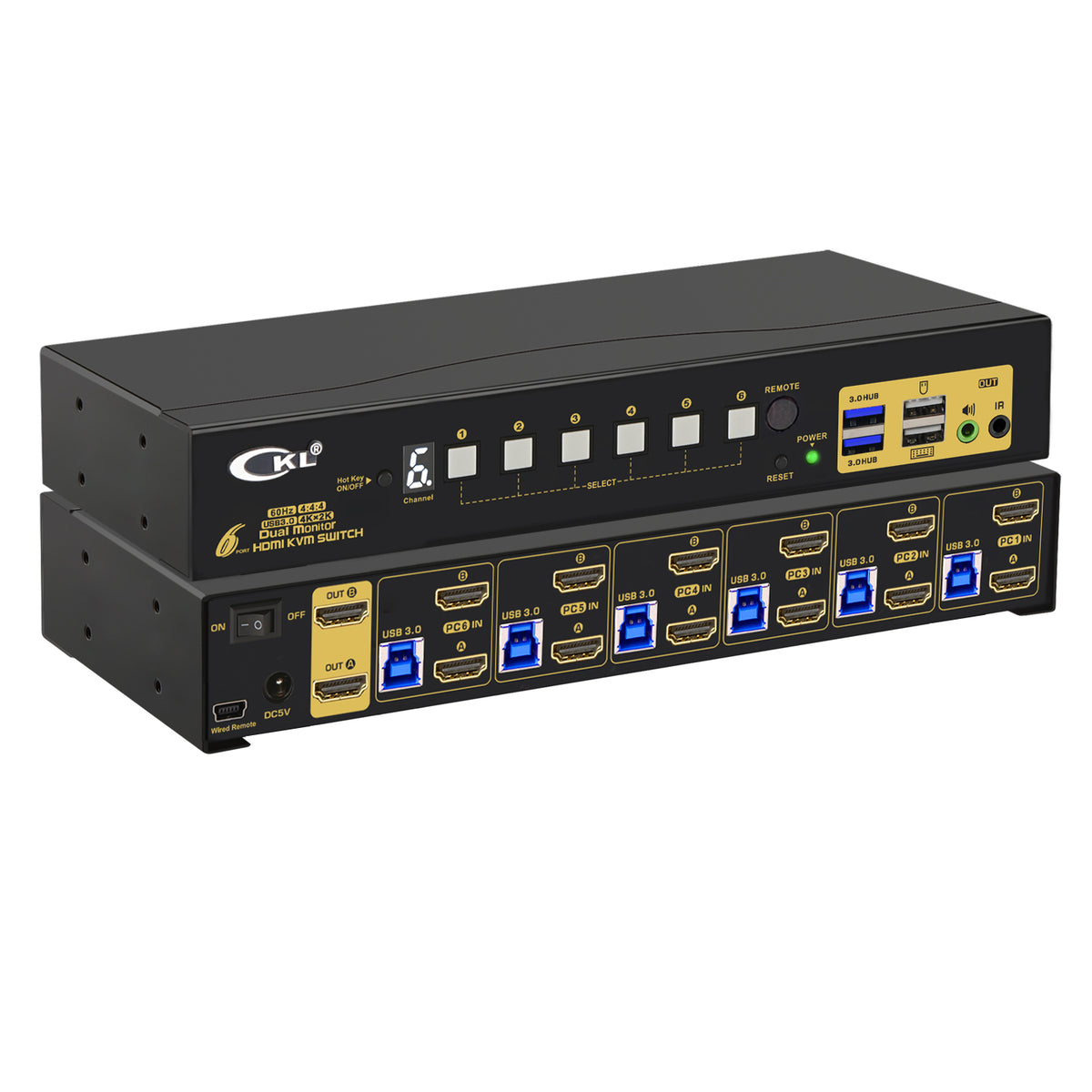 Buy CKL 6 Port Rack Mount HDMI KVM Switch Dual Monitor 4K60Hz with ...