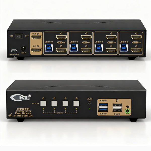 4 Port USB 3.0 HDMI KVM Switch Dual Monitor 4K 60Hz CKL-942HUA-3 CKL