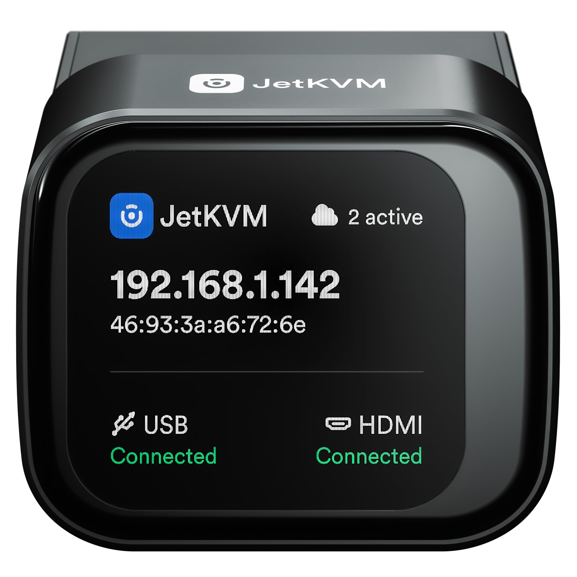 SZ JetKVM KVM Over IP Computer Remotely Control, IPKVM Open-Source Touchscreen LCD for IP/MAC/HDMI/USB Status, KVM Switch for Home Offices & Data Center 1080p 60FPS Ultra-Low Latency