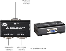 Lade das Bild in den Galerie-Viewer, VGA Splitter 2 Port 1 PC to 2 Monitors Video Distributor Amplifier Daisy Chainable Supports 250MHz 1920x1400 CKL-1021U
