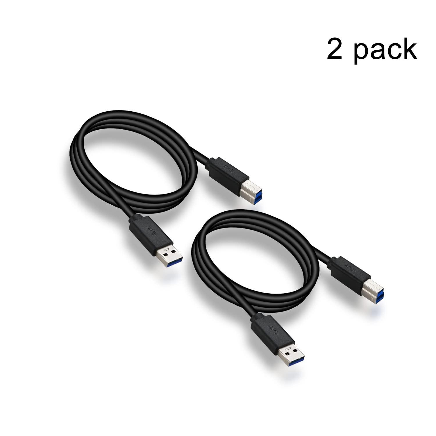 2 Pack USB 3.0 Cable A Male to B Male 4.92 ft, for Scanner, Printers, Desktop External Hard Drivers and More(4.92ft) - CKL KVM Switches