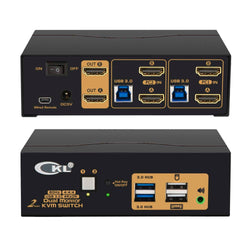 2 Port USB 3.0 HDMI KVM Switch Dual Monitor 4K 60Hz CKL-922HUA-3