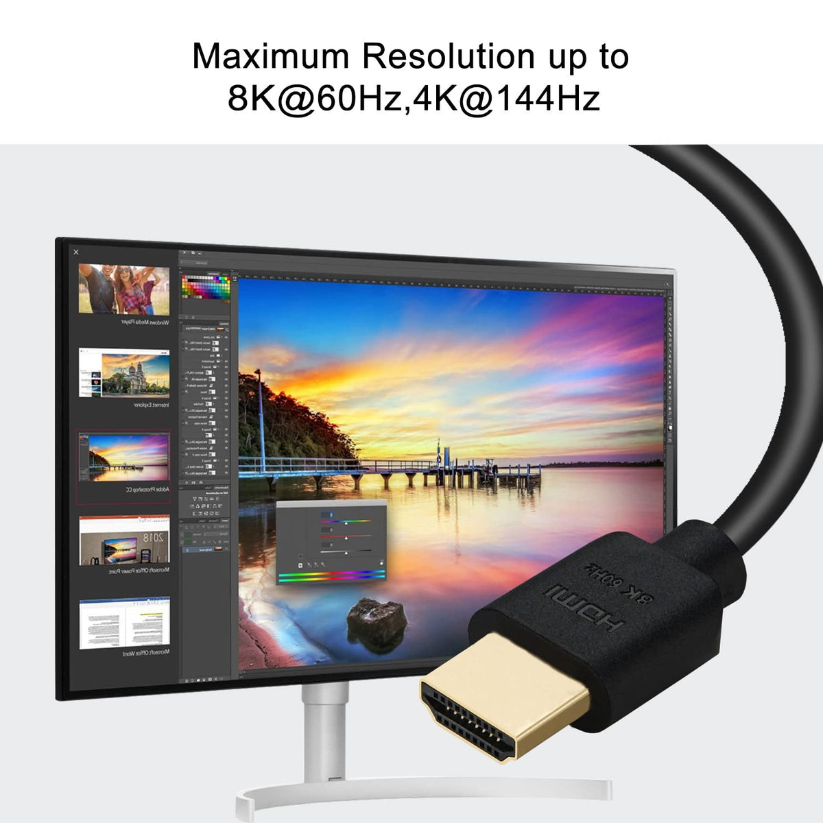 2 Pack 8k HDMI Cables - HDMI 2.1 Cable for Monitors/TV/Gaming/ps4/ps5/, High Speed 8k 60hz 4k 144hz 120hz, Short Certified Cord 4.9ft/1.5M CKL