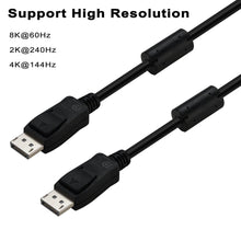 Load image into Gallery viewer, DisplayPort 1.4 Cable 3.9ft (1.2M) with Double Ferrit Core Clamps for Anti Electromagnetic Interferance, DP Male to DP Male Cable 8K@60Hz, 2K@240Hz, 4K@144Hz, 32.4Gbps
