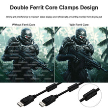Load image into Gallery viewer, DisplayPort 1.4 Cable 3.9ft (1.2M) with Double Ferrit Core Clamps for Anti Electromagnetic Interferance, DP Male to DP Male Cable 8K@60Hz, 2K@240Hz, 4K@144Hz, 32.4Gbps
