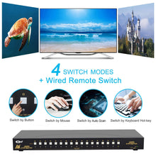 Lade das Bild in den Galerie-Viewer, CKL HDMI KVM Switch 16 Port 4K 30Hz with USB 2.0 HUB and Cables 9116H-1
