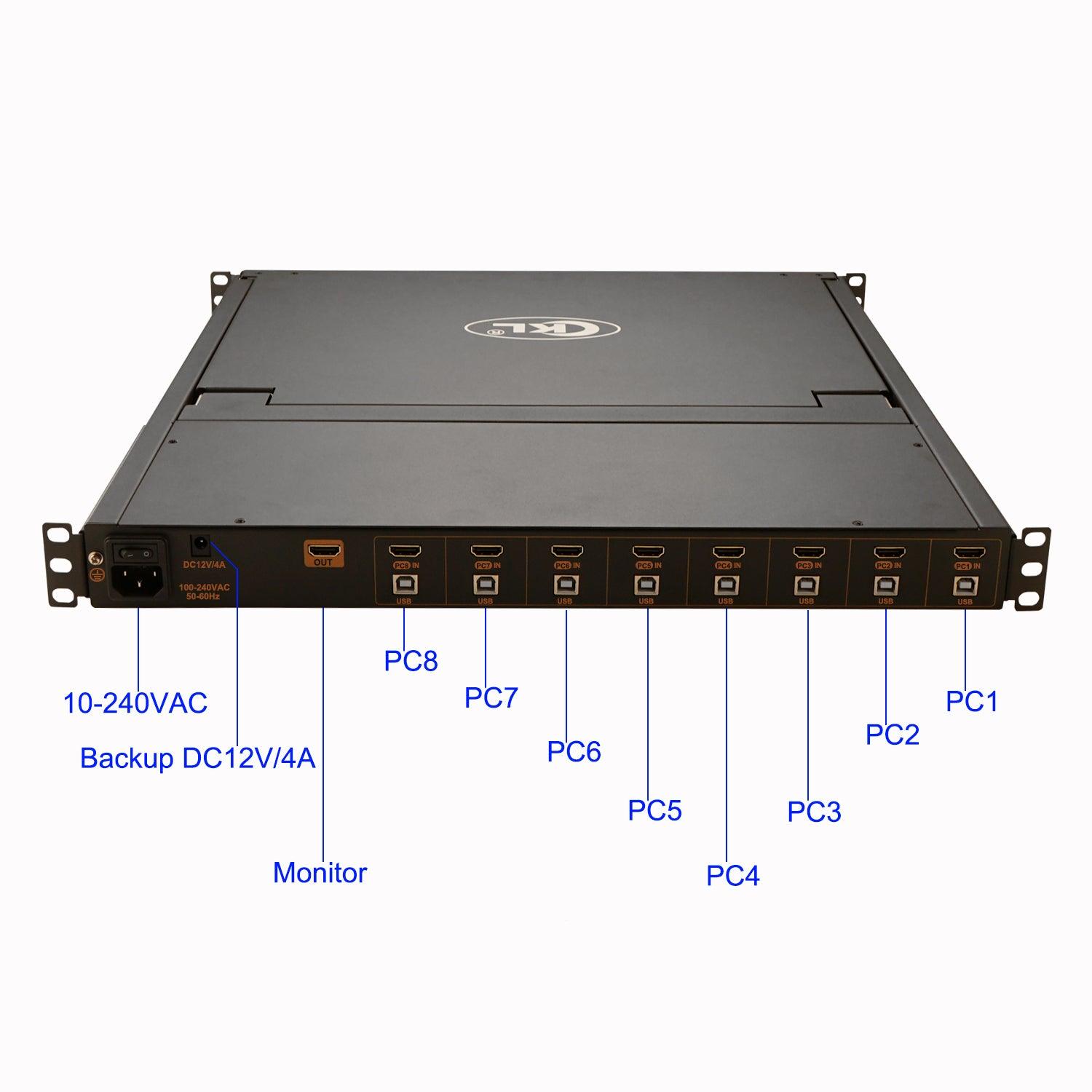 8 Port LCD KVM Switch HDMI 1080P for Computers and Servers CKL-1708H - CKL KVM Switches