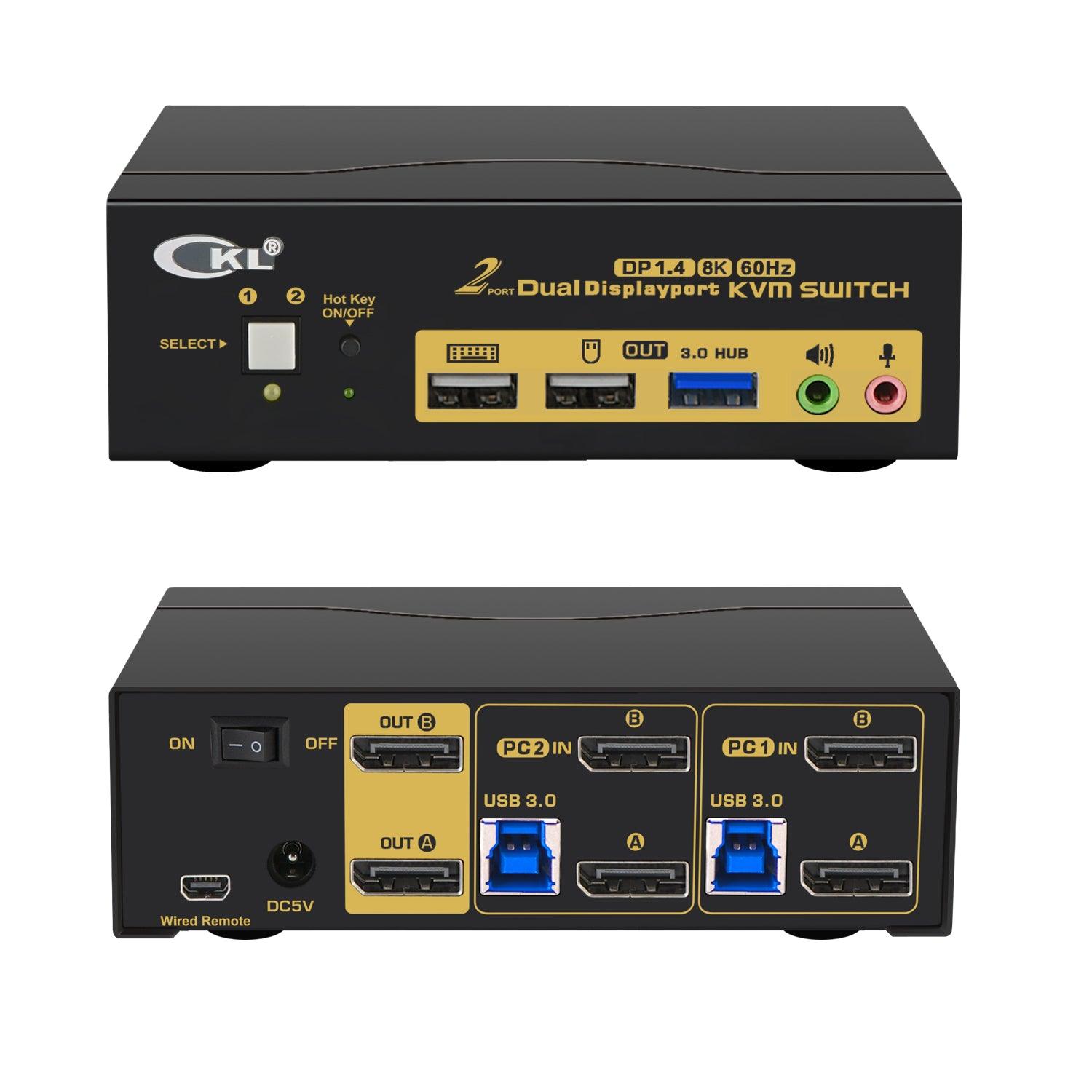 Buy 2 Port USB 3.0 KVM Switch Dual Monitor DisplayPort 1.4 8K@30Hz 4K ...