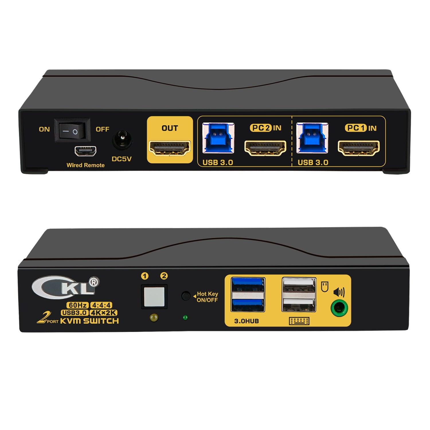 2x1 USB 3.0 KVM Switch Single Monitor HDMI 2.0 4K 60Hz CKL 