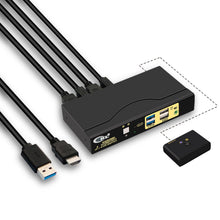 Lade das Bild in den Galerie-Viewer, 2x1 USB 3.0 KVM Switch Single Monitor HDMI 2.0 4K 60Hz CKL-62HUA-3
