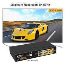 Load image into Gallery viewer, 2 Port USB 3.0 KVM Switch Single Monitor HDMI 2.1 8K@60Hz 4K@144Hz for 2 Computers 1 Monitors CKL-62HUA-4
