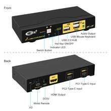 画像をギャラリービューアに読み込む, CKL 2 Port USB-C KVM Switch with Cable Support Windows 10, Mac OS 10, Android 9.0 or Above
